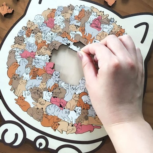 Neu holz katze puzzle 135 - neu,