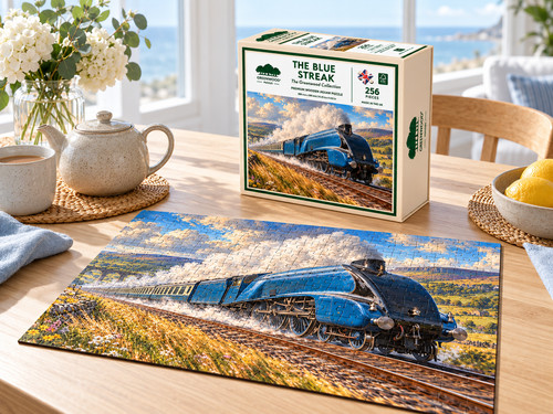 Der blaue streifen holzpuzzle - blaue,