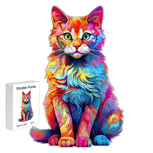 Holzpuzzle farbe katze - farbe,