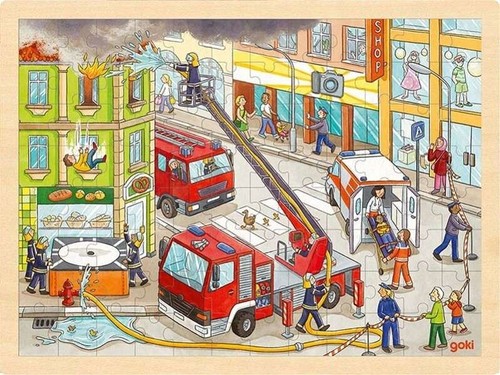 Goki feuerwehr holzpuzzle - feuerwehr,